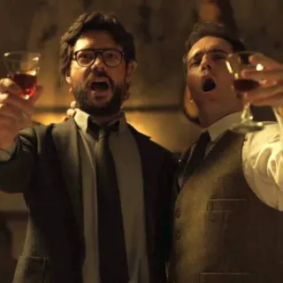 🍷 Professor Money Heist la casa de papel, professeur, netflix, série, célébration, toast, personnages telegram sticker