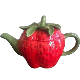 🫥 teapot, strawberry, kitchen, ceramics, tea, fruit telegram sticker