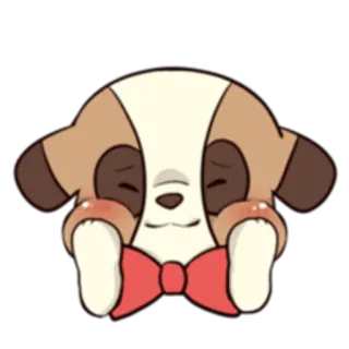 ☺️ cane, cucciolo, carino, animale, cartone animato, fiocco, kawaii, animale domestico whatsapp sticker