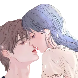 😘 пара, поцелуй, романтика, аниме, любовь, привязанность telegram sticker