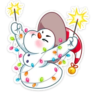 🎇 muñeco de nieve, navidad, invierno, celebración, bengala, fiesta, lindo whatsapp sticker
