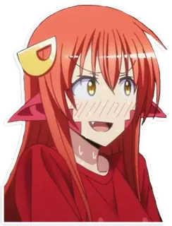 😰 cô gái anime, tóc đỏ, monster girl, dễ thương, hoạt hình, sticker, anime telegram sticker