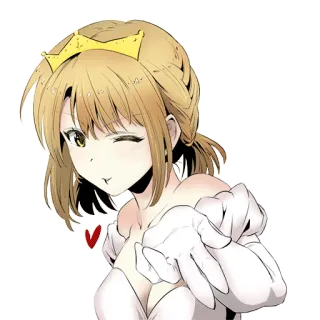 😘 Аниме, Принцесса, Девушка, Подмигивание, Милый, Корона telegram sticker