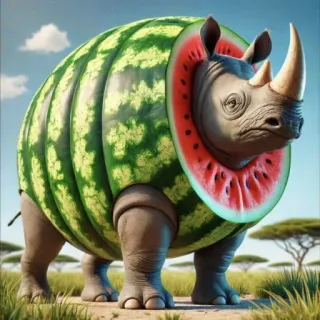 🤩 rinoceronte, anguria, frutta, animale, divertente, ibrido telegram sticker