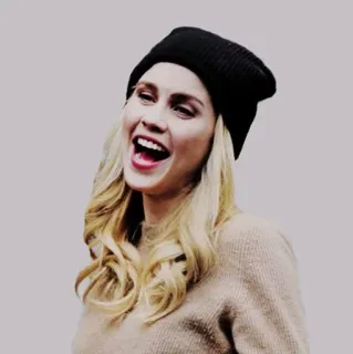 🗽 donna, capelli biondi, berretto, sorridente, ritratto telegram sticker