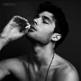 💜 Fumer, Cigarette, Homme, Noir et blanc, Portrait, Tabac whatsapp sticker