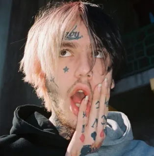 😲 Lil Peep baby lil peep, музыкант, татуировка, тату на лице, рэпер, певец telegram sticker