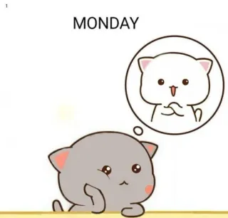 🤔 MONDAY cat, monday, thinking, cartoon, animal whatsapp sticker