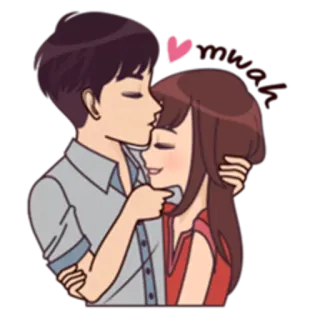 💏 pasangan, cinta, ciuman, romantis, kartun, kasih sayang telegram sticker