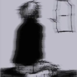 🖤 anime, manga, sad, lonely, dark, art whatsapp sticker
