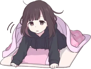 👀 Anime, Mädchen, Decke, Süß, Kawaii telegram sticker