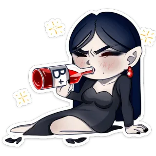 🍷 B+ вампир, кровь, пить, мультфильм, женщина whatsapp sticker