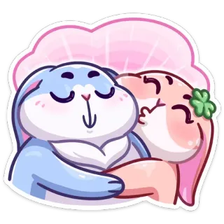 ☺️ coelho, amor, fofo, kawaii, beijo, animal, amizade whatsapp sticker
