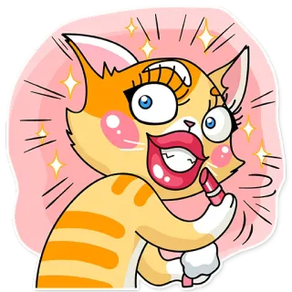 💄 chat, maquillage, rouge à lèvres, glamour, beauté telegram sticker