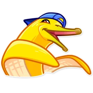 😀 банан, дельфин, мультфильм, наклейка, жёлтый telegram sticker