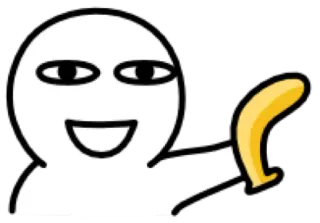 😀 Banane, Cartoon, Strichmännchen, weiße Figur, lächelnd telegram sticker