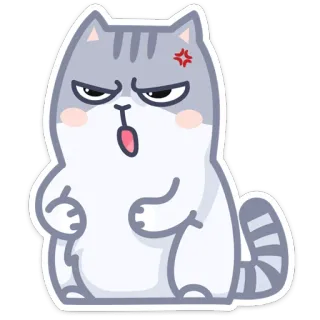 😠 gato, bravo, fofo, adesivo, desenho animado whatsapp sticker