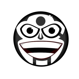 😈 Emoji, Rosto, Máscara, Preto e branco telegram sticker