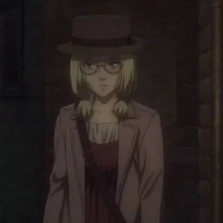 🌟 Anime, Frau, Hut, Brille, Mantel telegram sticker