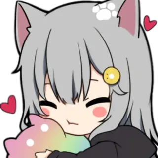 😘 Katzenohren, Anime, Kawaii, Süß, Chibi, Herz, Neko, Sticker whatsapp sticker