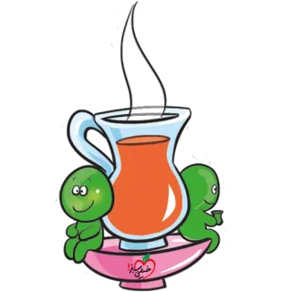 😄 خیلی زیبا teh, cangkir, lucu, hijau, kartun, minuman telegram sticker