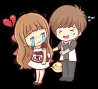 😢 Cartoon, Beziehung, Emotionen, Liebe, Paar, Traurig, Glücklich whatsapp sticker
