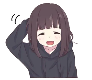 😅 dziewczyna anime, słodkie, kreskówka, szczęśliwy, kawaii telegram sticker