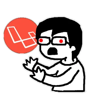 🔥 Cartoon, geschockt, rote Augen, Programmierer, Laravel whatsapp sticker