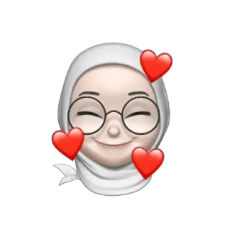 🦴 Avatar, Emoji, Herzen, Hijab, Frau, Brille telegram sticker