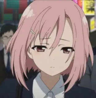 😔 Anime, Ragazza, Capelli rosa, Personaggio, Ritratto, Animazione telegram sticker
