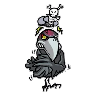😡 злой, птица, мультфильм, череп, ворона, ярость telegram sticker