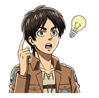 💡 Eren Yeager Attack on Titan Eren Yeager, Ataque dos Titãs, Anime, Mangá, Ideia, Pensando, Lâmpada telegram sticker