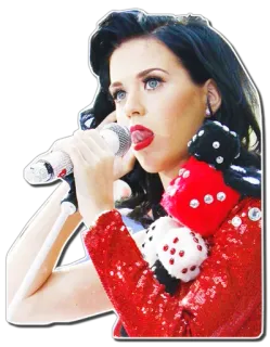🎼 Katy Perry 歌手, ポップスター, マイク, 赤い衣装, 有名人, 音楽 telegram sticker