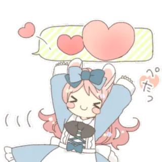 💖 ぺたっ Мультфильм, Аниме, Сердце, Кавай, Милый, Розовый, Наклейка telegram sticker
