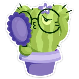 👩 cacto, flor, planta, espelho, beleza, maquiagem whatsapp sticker