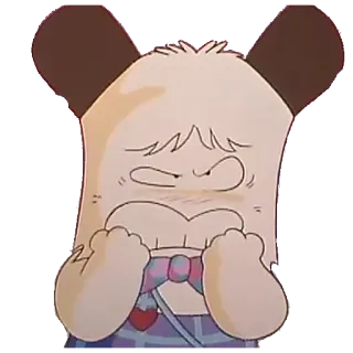 😠 Kreskówka, Słodkie, Kawaii, Zwierzę, Smutny, Kokarda, Uszy telegram sticker
