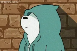 😎 Ice Bear We Bare Bears Ice Bear, We Bare Bears, dessin animé, ours, sweat à capuche, mignon whatsapp sticker