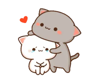 😢 chats, mignon, amour, affection, dessin animé whatsapp sticker
