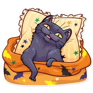 😄 kucing, hewan, halloween, lucu, bantal, selimut telegram sticker