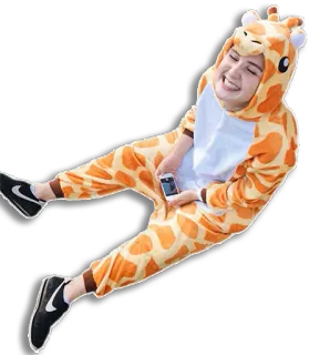 😜 jirafa, kigurumi, onesie, disfraz de animal, cosplay, pijama, animal, disfraz telegram sticker
