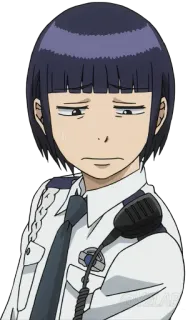 😣 Anime, Polizei, Sicherheit, Beamter, Uniform, müde whatsapp sticker