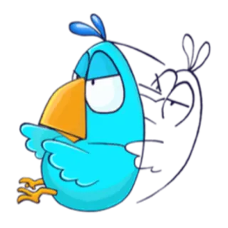 🏃‍♂ oiseau, dessin animé, bleu, animal, personnage, illustration telegram sticker