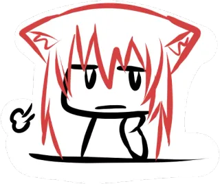 😕 애니메이션, 고양이 귀, 귀여운, 스티커, 빨간색 telegram sticker