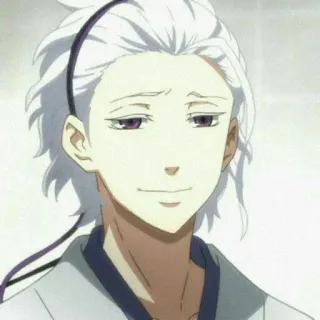 🕸 Anime, Manga, Białe włosy, Uśmiech, Portret, Postać telegram sticker