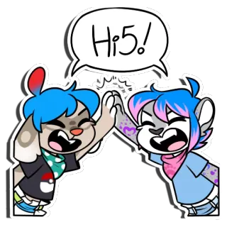 🖐 Hi5! High five, Cartoon, Vriendschap, Viering, Positief, Geanimeerd, Groet whatsapp sticker
