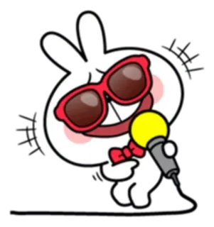 🎤 うさぎ, ウサギ, サングラス, マイク, 蝶ネクタイ, 漫画 telegram sticker