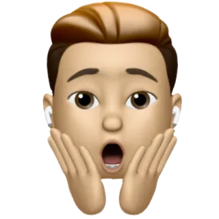 😱 Эмодзи, В шоке, Удивление, Лицо, Мужчина telegram sticker