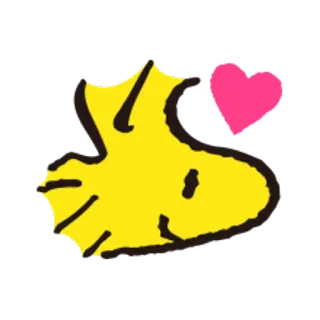 🐧 Woodstock 漫画, ウッドストック, ピーナッツ, 鳥, 黄色, ハート telegram sticker