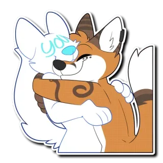 🤗 you furry, hug, anthropomorphic, embrace, cute, fox, affection telegram sticker