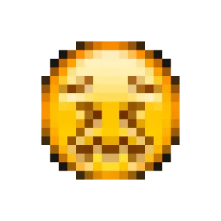 😖 emoji, pixel art, pixelated, yellow, face, expression telegram sticker